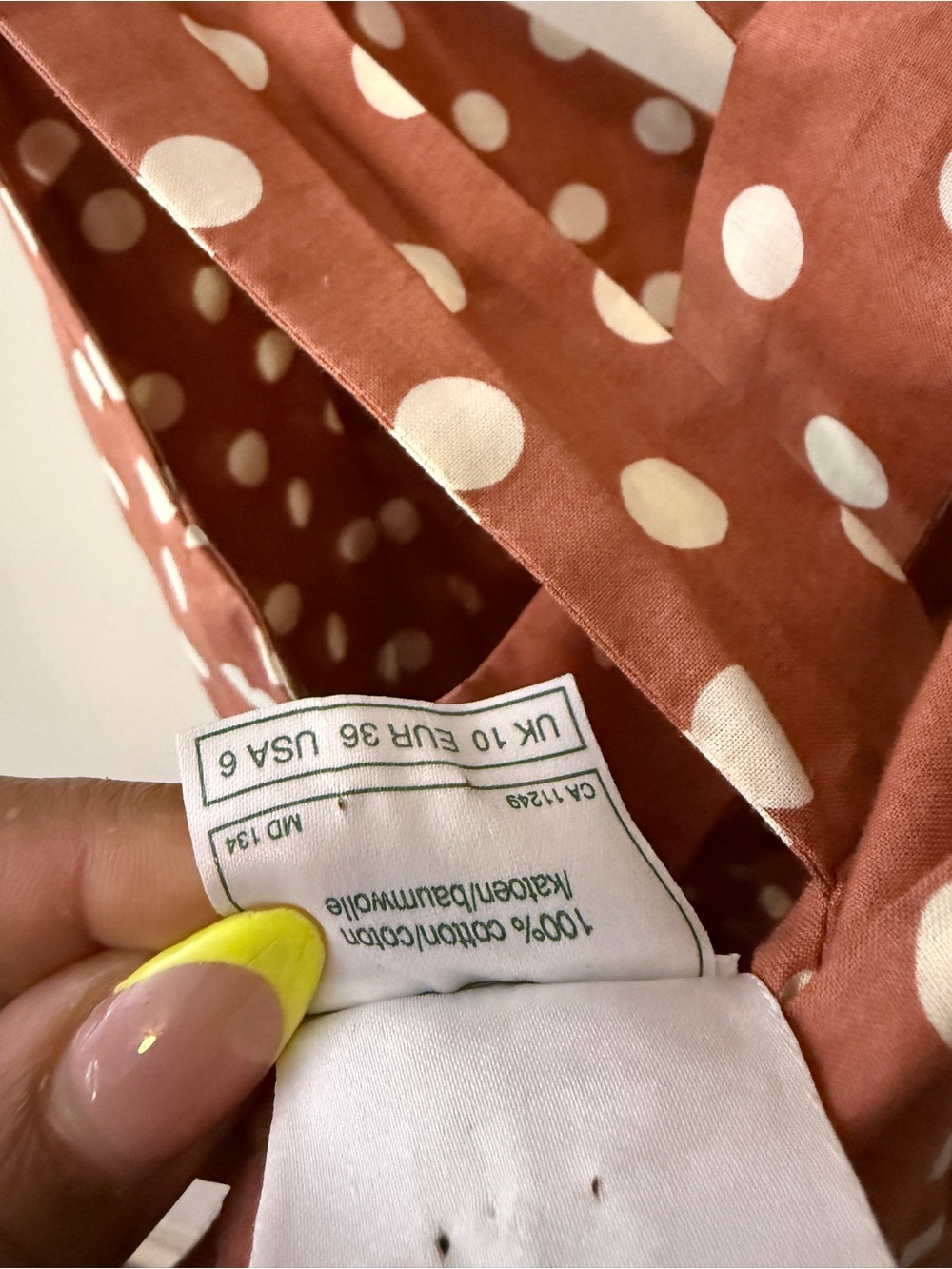 vintage Laura Ashley Rust Polka Dot Midi Dress - Picture 6 of 12